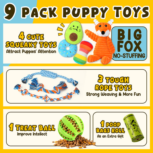 Zeaxuie 9 Pack Puppy Chew Toys Set for Small Dogs
